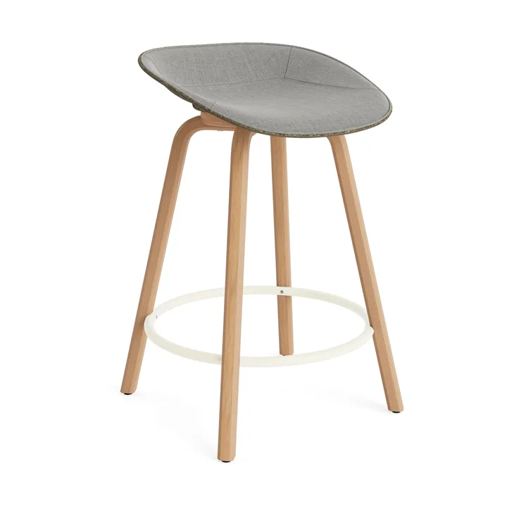 Mat Barstool front-upholstered 65 cm. - Remix 133-seaweed-beech-cream steel - Normann Copenhagen