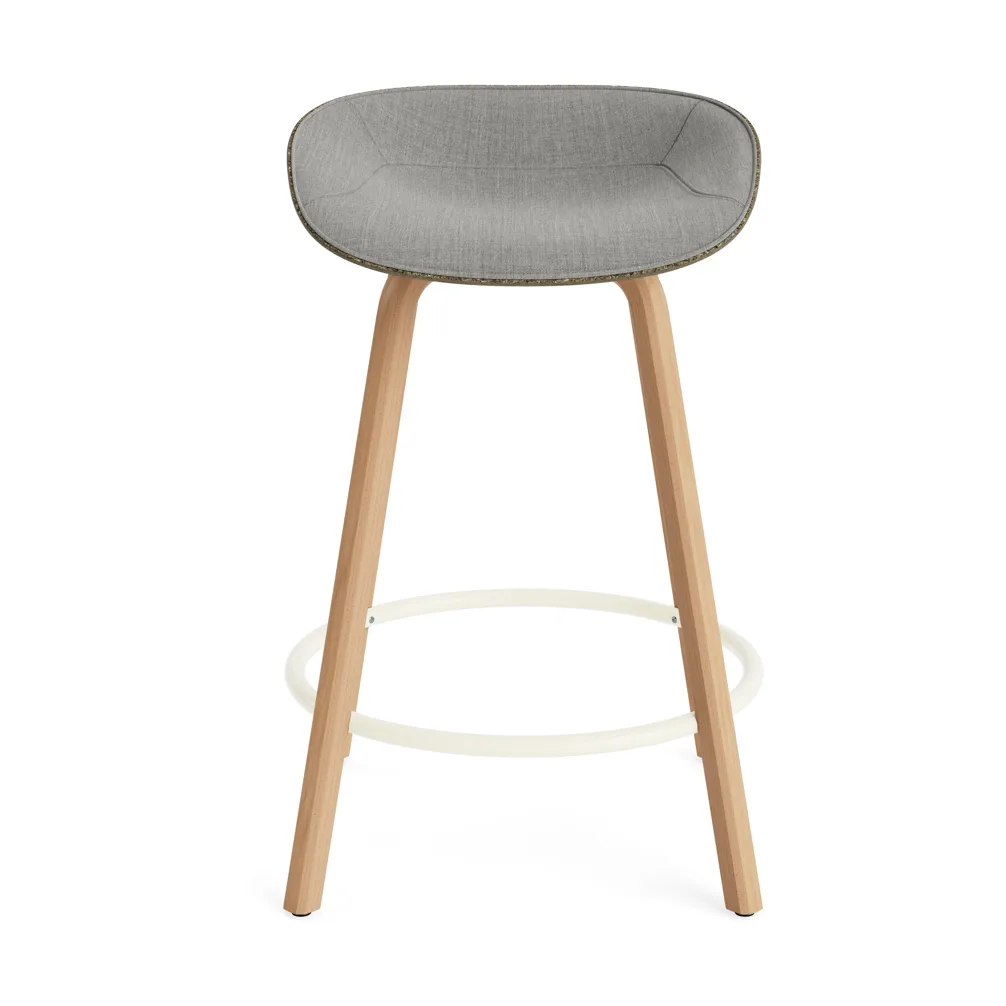Mat Barstool front-upholstered 65 cm., Remix 133-seaweed-beech-cream steel Normann Copenhagen