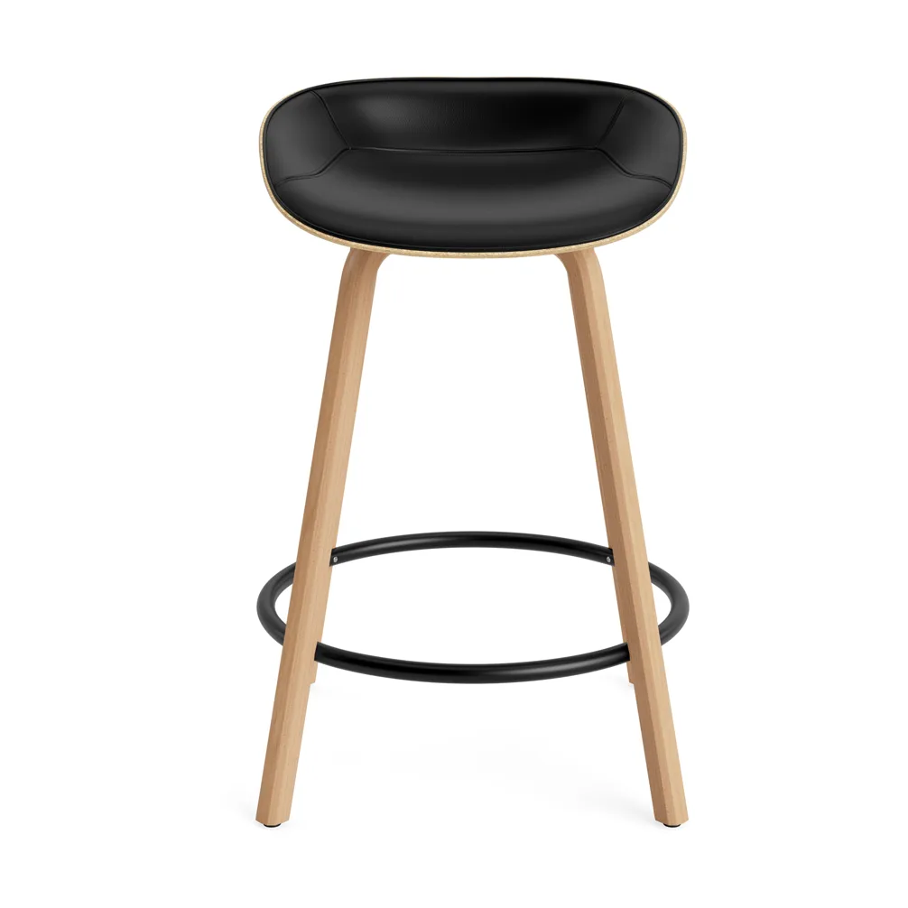 Mat Barstool front-upholstered 65 cm., Ultra 41599-hemp-beech-black steel Normann Copenhagen