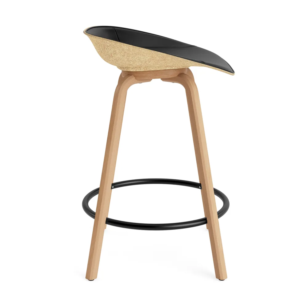 Mat Barstool front-upholstered 65 cm., Ultra 41599-hemp-beech-black steel Normann Copenhagen