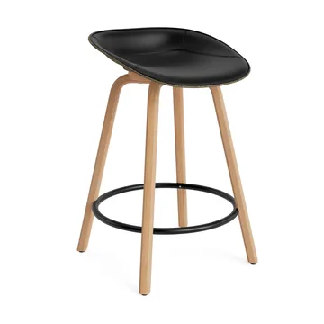 Mat Barstool front-upholstered 65 cm. - Ultra 41599-seaweed-beech-black steel - Normann Copenhagen