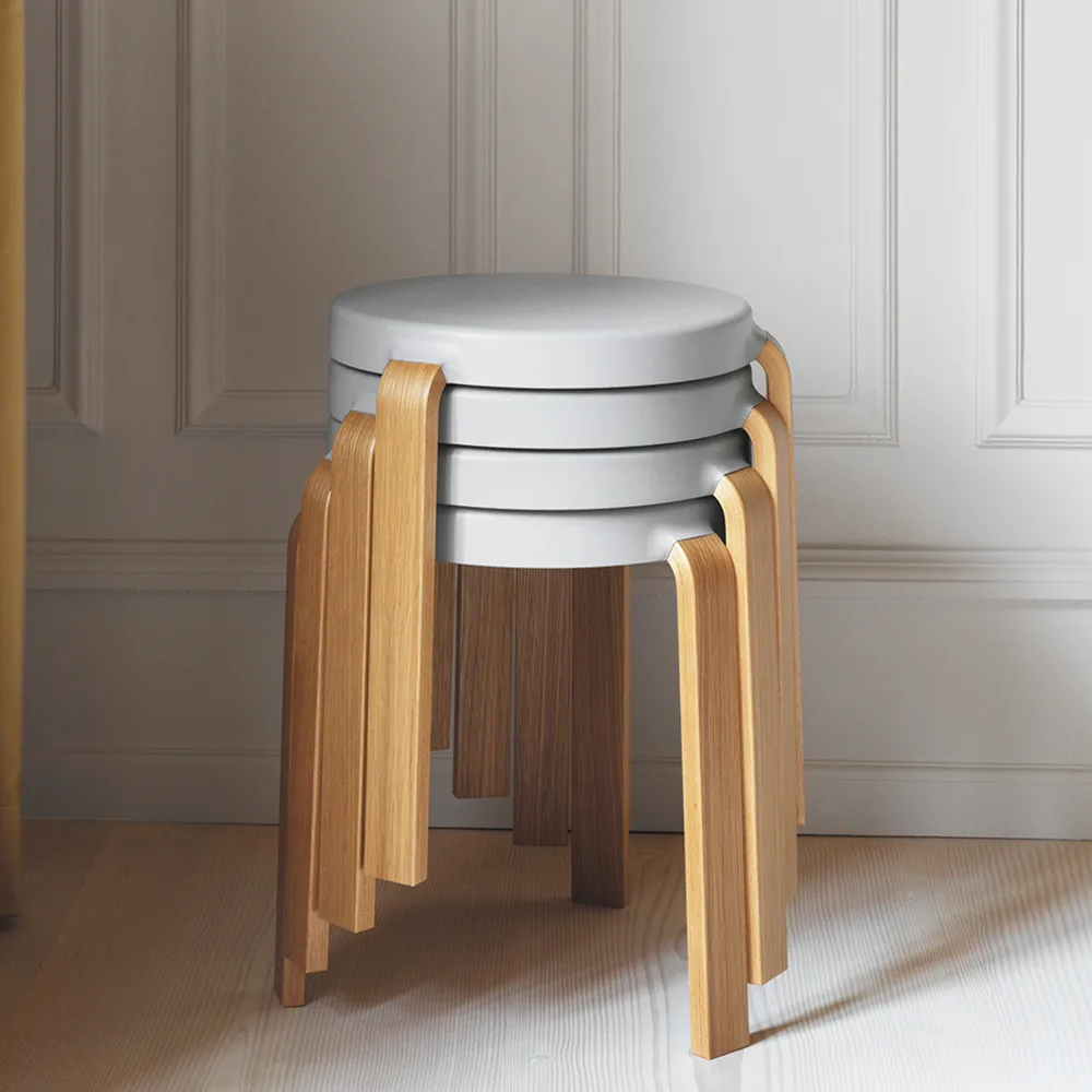 Tap round stool, Black, black oak legs, Ø35x43 cm Normann Copenhagen