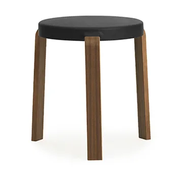 Tap round stool - Black, walnut legs, Ø35x43 cm - Normann Copenhagen