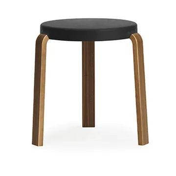 Tap round stool - Black, walnut legs, Ø35x43 cm - Normann Copenhagen