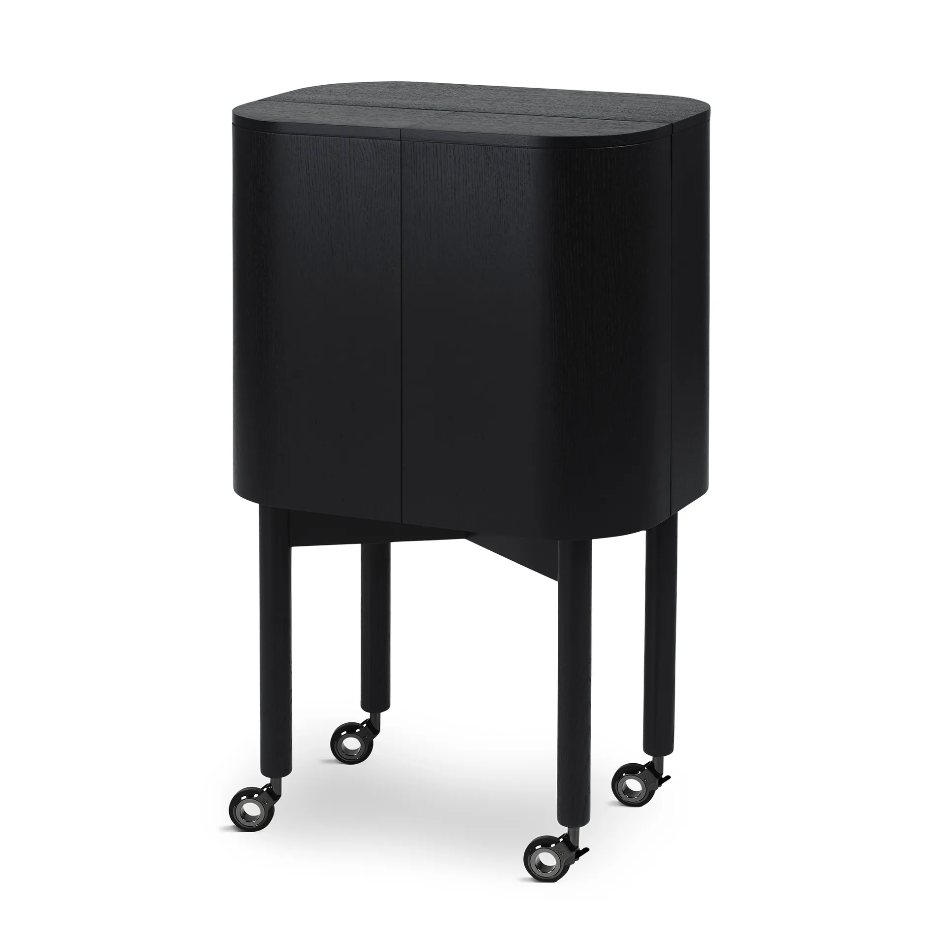 Loud bar cabinet on wheels, Black Northern