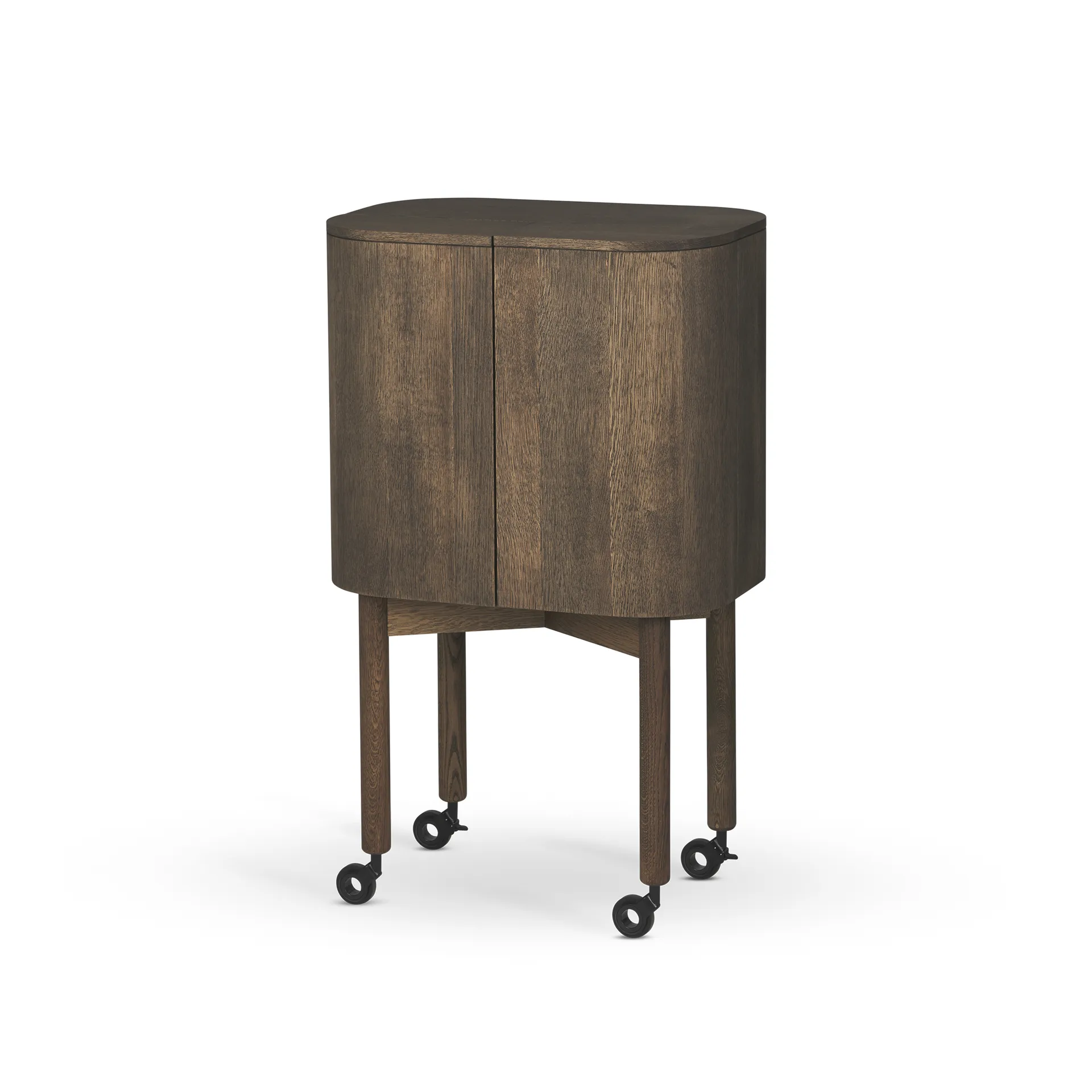Loud bar cabinet on wheels, Smoked oak Northern