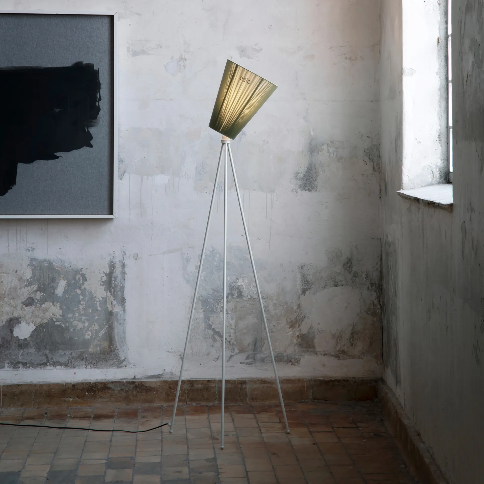 Oslo Wood floor lamp shade, olive green Northern