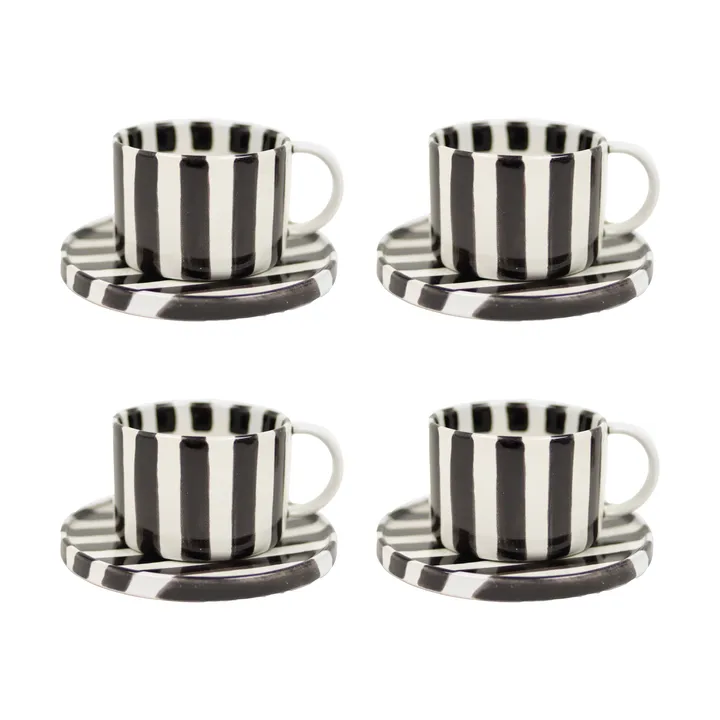 Monica cup with saucer 4-pack - Black - Olsson & Jensen