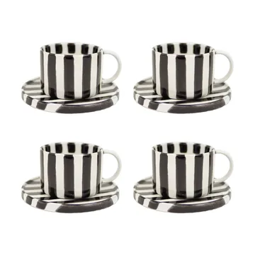 Monica cup with saucer 4-pack - Black - Olsson & Jensen