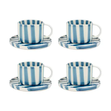 Monica cup with saucer 4-pack - Blue - Olsson & Jensen