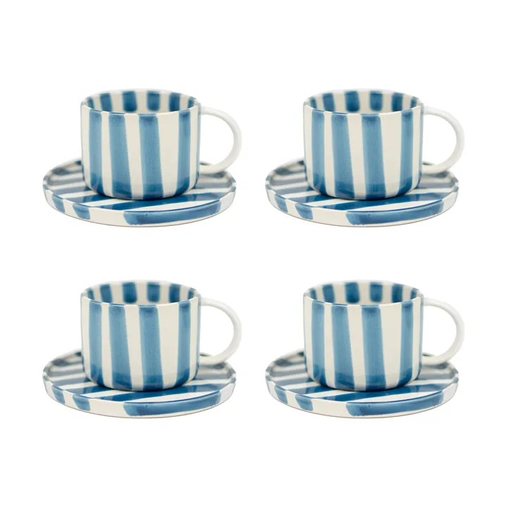 Monica cup with saucer 4-pack - Blue - Olsson & Jensen