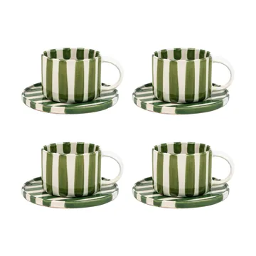 Monica cup with saucer 4-pack - Green - Olsson & Jensen