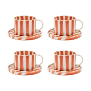 Monica cup with saucer 4-pack - Rust - Olsson & Jensen