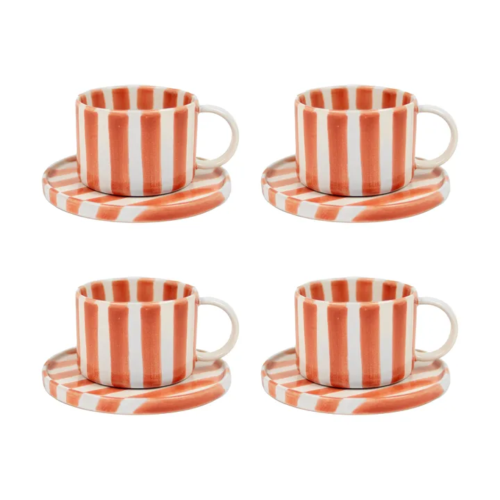 Monica cup with saucer 4-pack - Rust - Olsson & Jensen