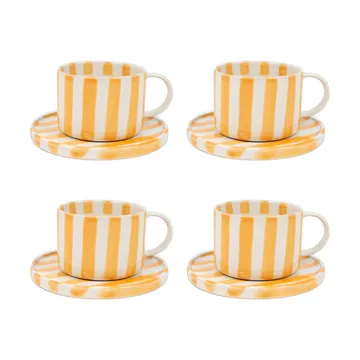 Monica cup with saucer 4-pack - Yellow - Olsson & Jensen
