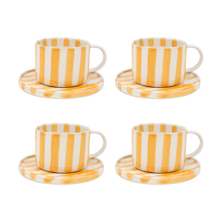 Monica cup with saucer 4-pack - Yellow - Olsson & Jensen