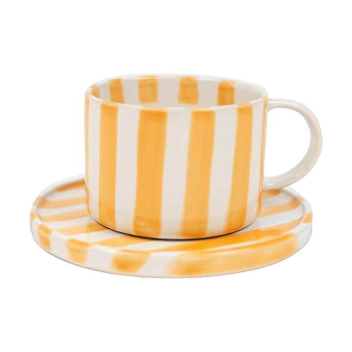 Monica cup with saucer - Yellow-white - Olsson & Jensen