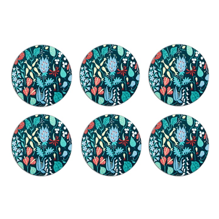 Herbarium coaster 6-pack, blue Opto Design