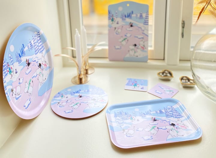 Moomin coaster winter 2022 9x9 cm 4-pack, Blue-white-pink Opto Design