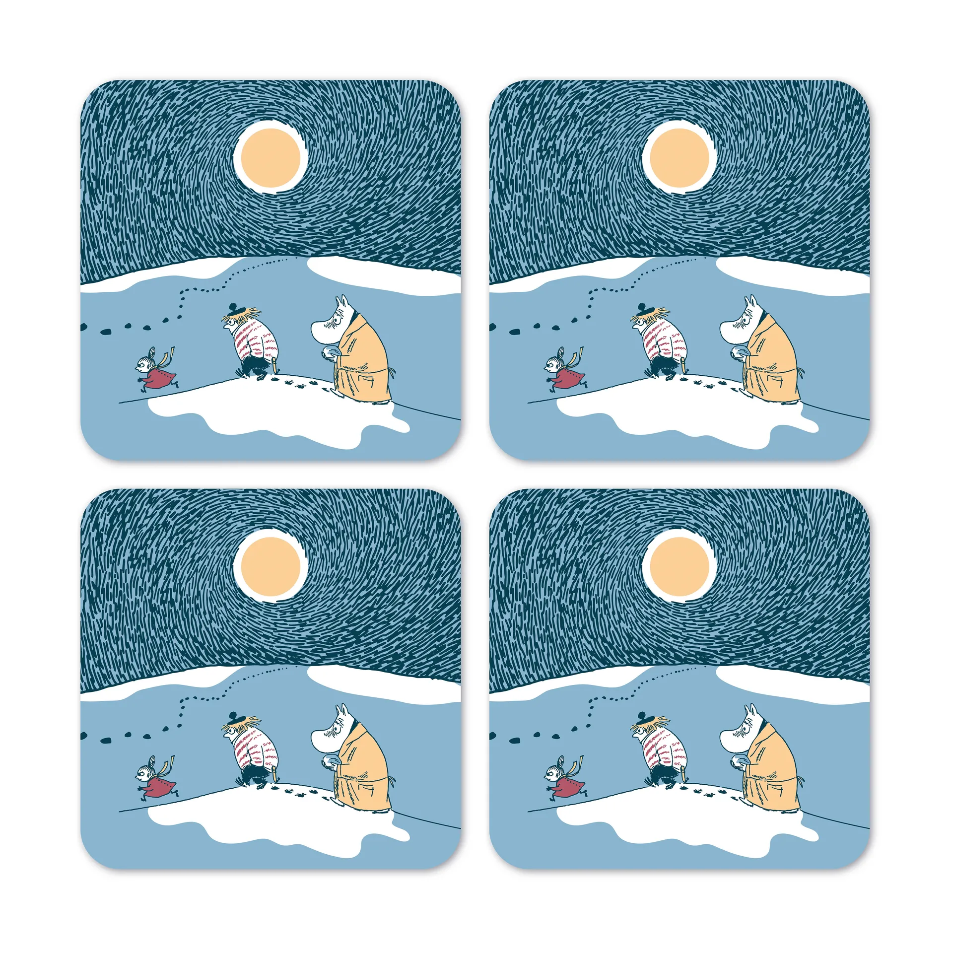 Snow moonlight coaster winter 2021 4-pack, 9x9 cm Opto Design