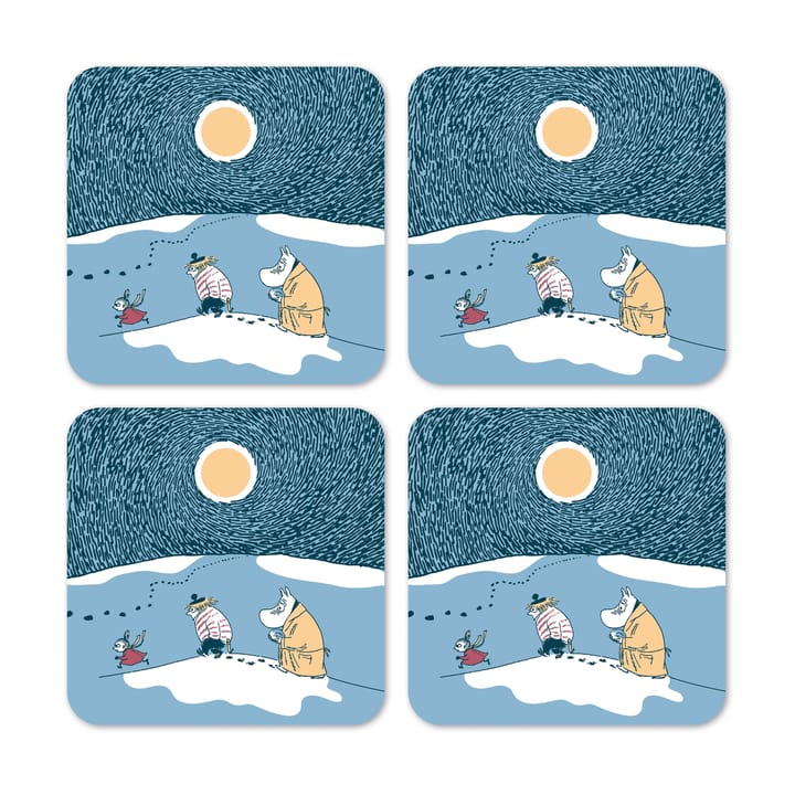 Snow moonlight coaster winter 2021 4-pack - 9x9 cm - Opto Design