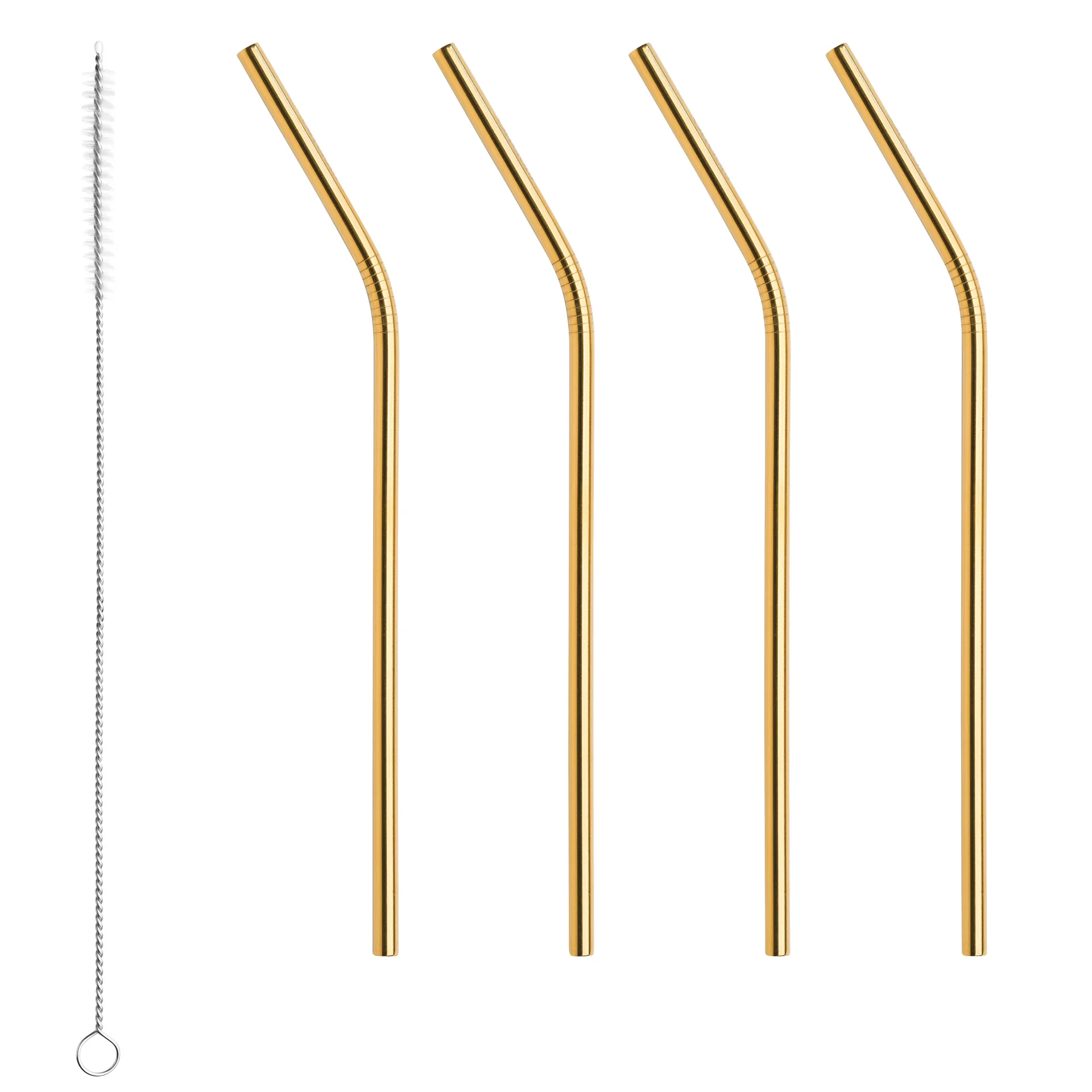 Peak metal straws 4-pack, Brass Orrefors