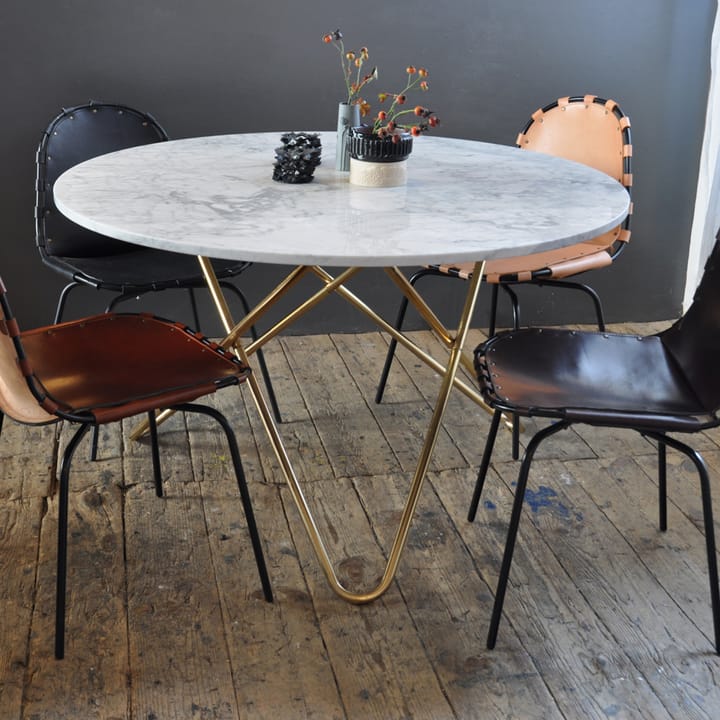 Big O Table dining table, Marble indio. brass stand OX Denmarq