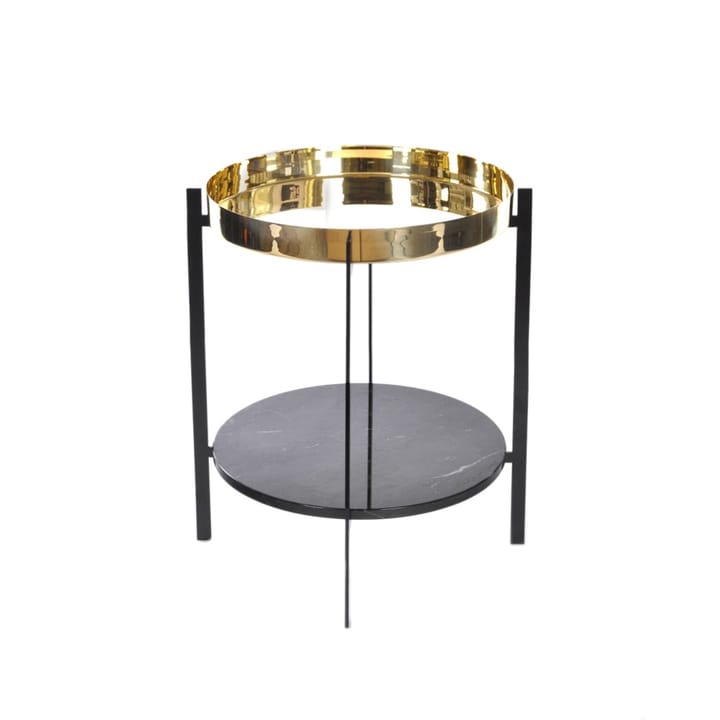 Deck tray table, brass. black stand. black marbleshelf OX Denmarq