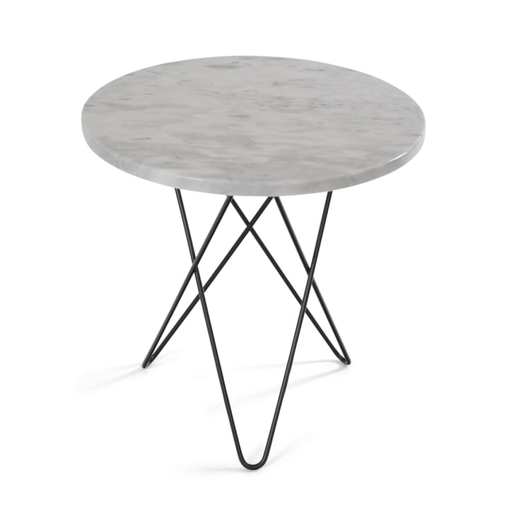 Mini O side table Ø40 H37. black undercarriage, white marble OX Denmarq