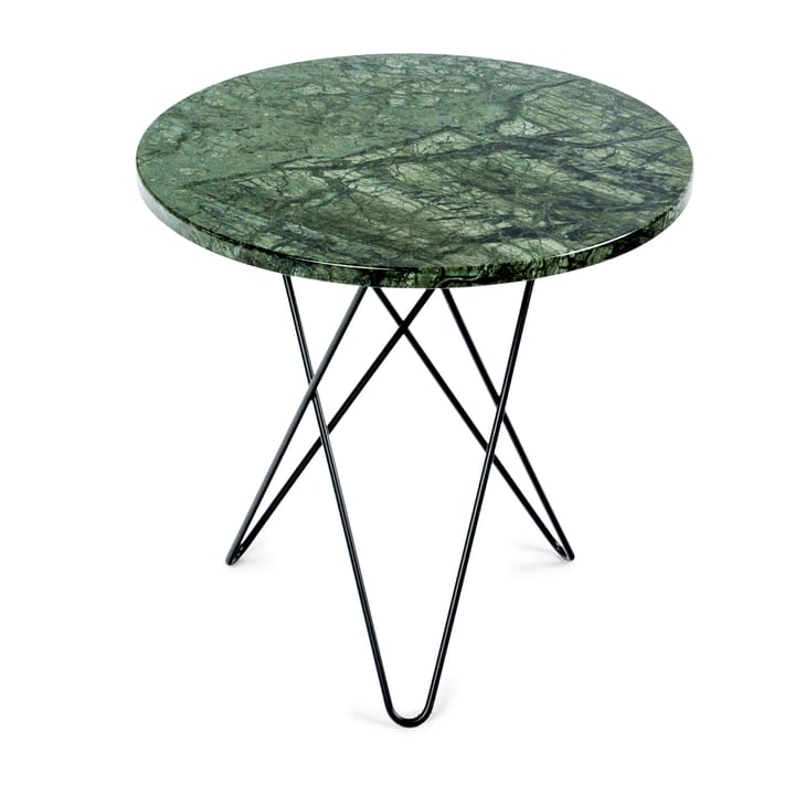 Tall mini O side table Ø50 H50. black undercarriage, green marble OX Denmarq