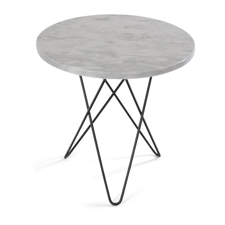 Tall mini O side table Ø50 H50. black undercarriage, white marble OX Denmarq