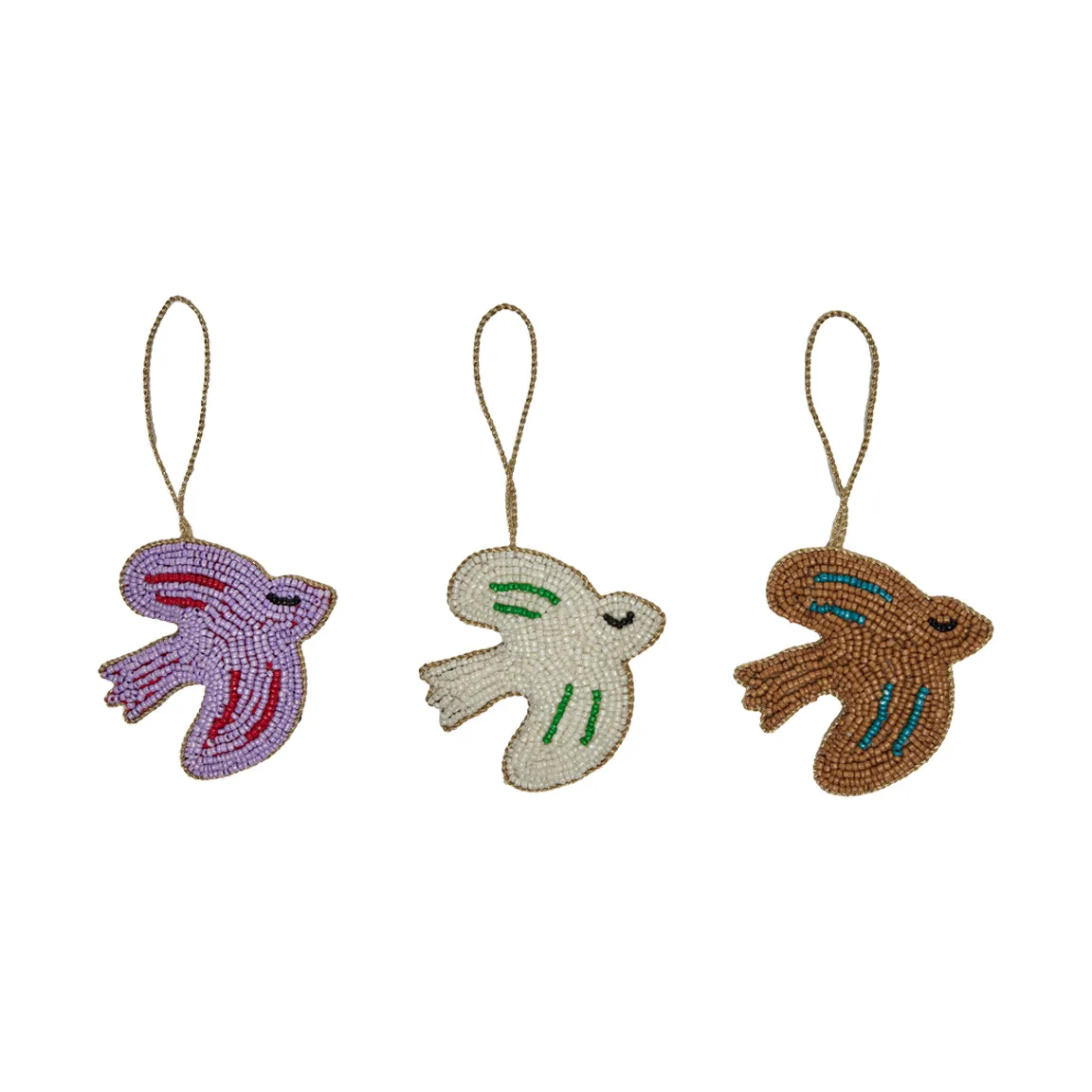 Christmas bird decoration hangers 3 pieces, Lavender-amber-offwhite OYOY
