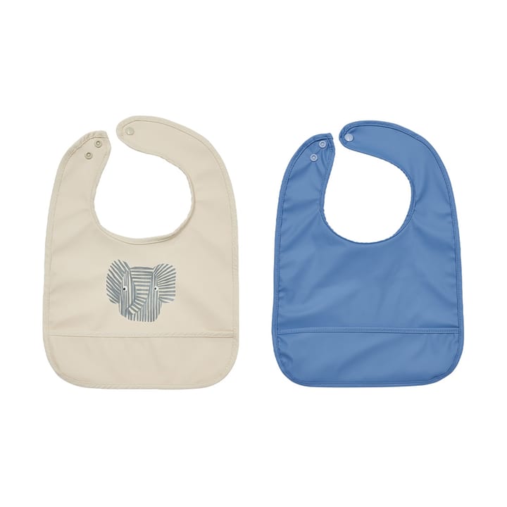 Erik Elephant bib 2-piece - Beige-blue - OYOY