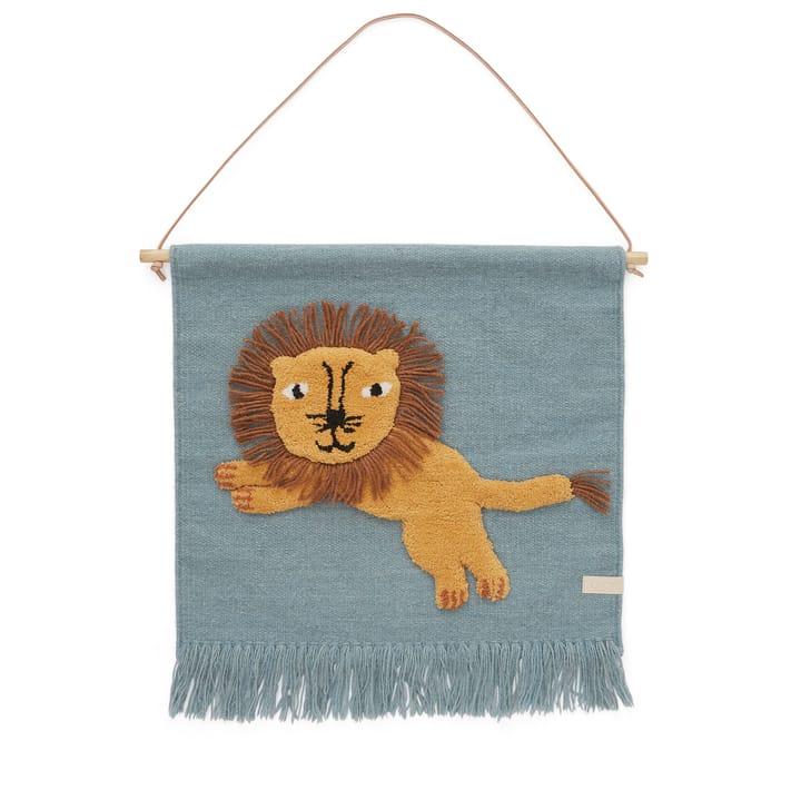 Jumping Lion wall decoration 52x55 cm, Blue OYOY