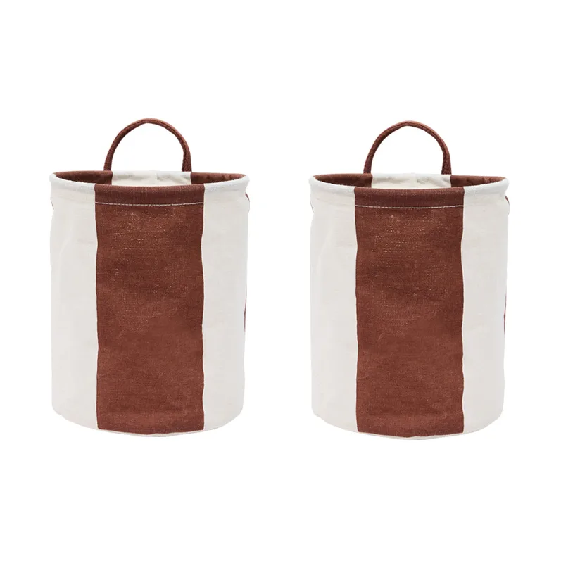 Kara storage basket small Ø18x22 cm 2-pack, Nutmeg OYOY