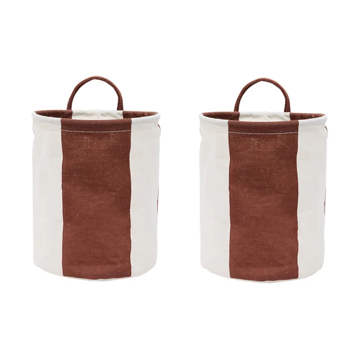 Kara storage basket small Ø18x22 cm 2-pack - Nutmeg - OYOY