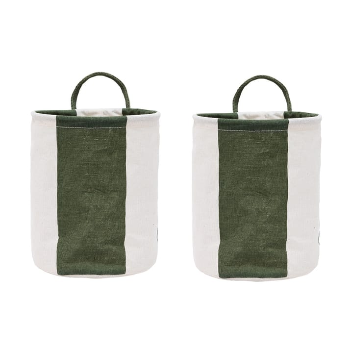 Kara storage basket small 22xØ18 cm 2-pack - Dark Green - OYOY