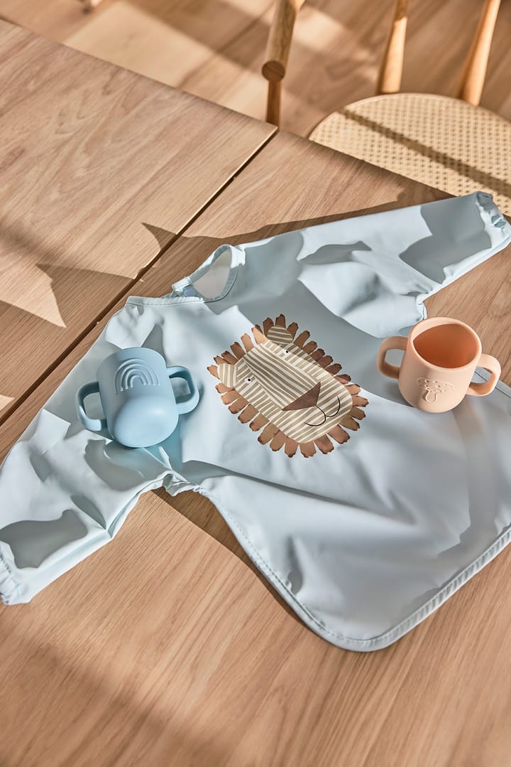 Lobo Lion bib with sleeves, Ice blue OYOY