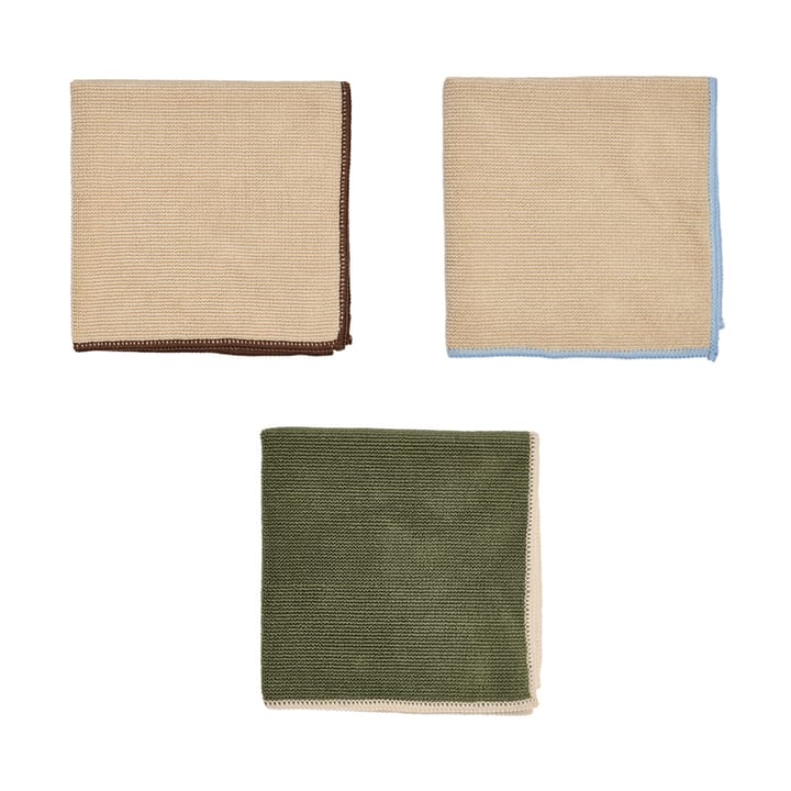 Mundus microfiber cloth 30x30 cm 3 pieces - Camel-olive - OYOY
