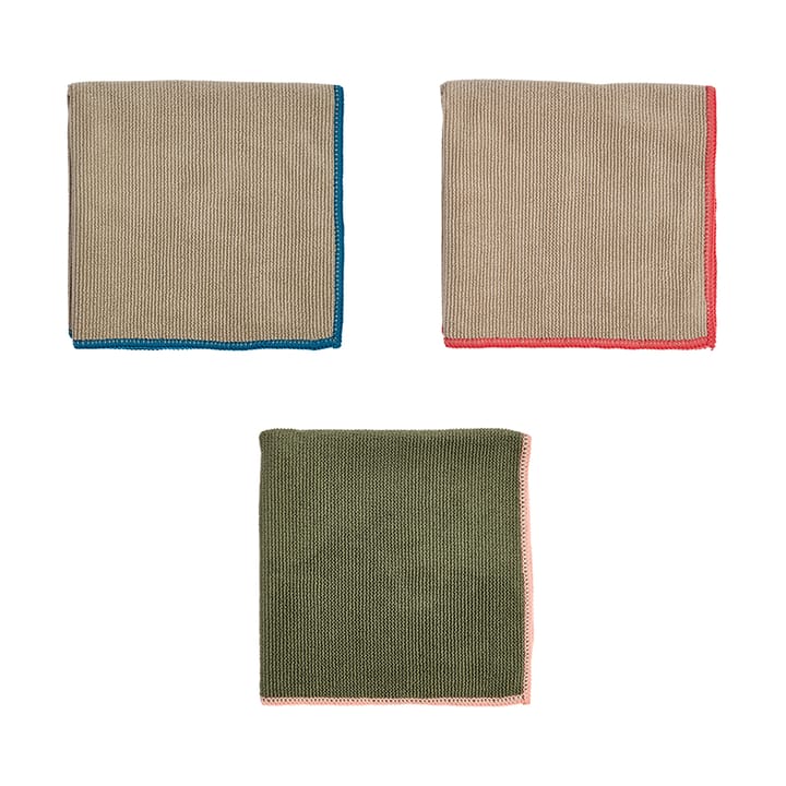 Mundus microfiber cloth 30x30 cm 3 pieces - Olive-clay - OYOY
