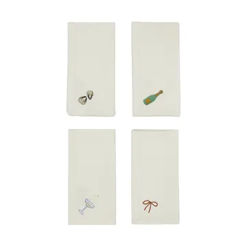 New Year cotton napkin 45x45 cm 4-pack - Offwhite - OYOY