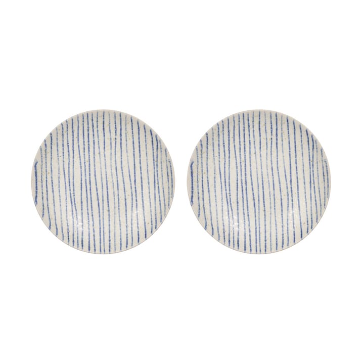 Nori striped bowl small Ø12.9 cm 2-pack - Clay-optic Blue - OYOY