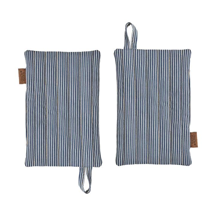 Striped denim pot holder 2-pack - Blue - OYOY