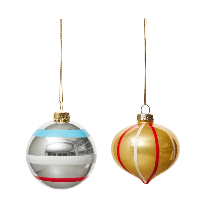 Vintage Christmas glass ball No. 2 Christmas bauble 2 pieces - Multi - OYOY