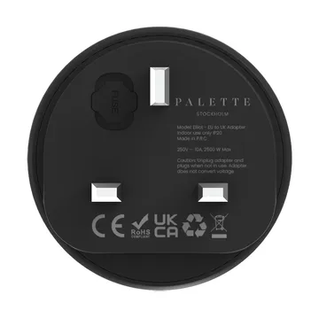 EU to UK adapter – Schuko to British plug - Black - Palette