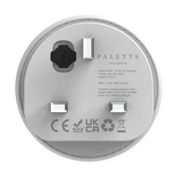 EU to UK adapter – Schuko to British plug - Ice white - Palette