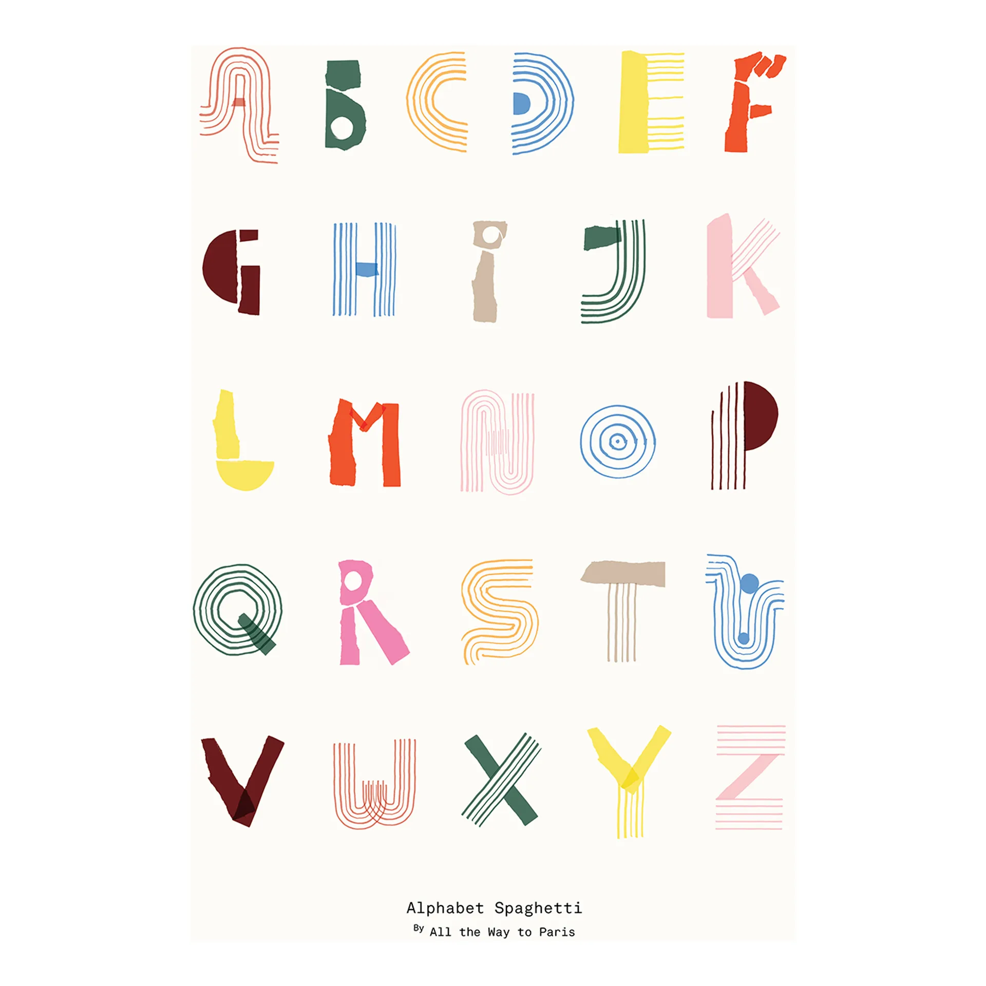 Alphabet Spaghetti ENG Multi-colour poster , 70x100 cm Paper Collective