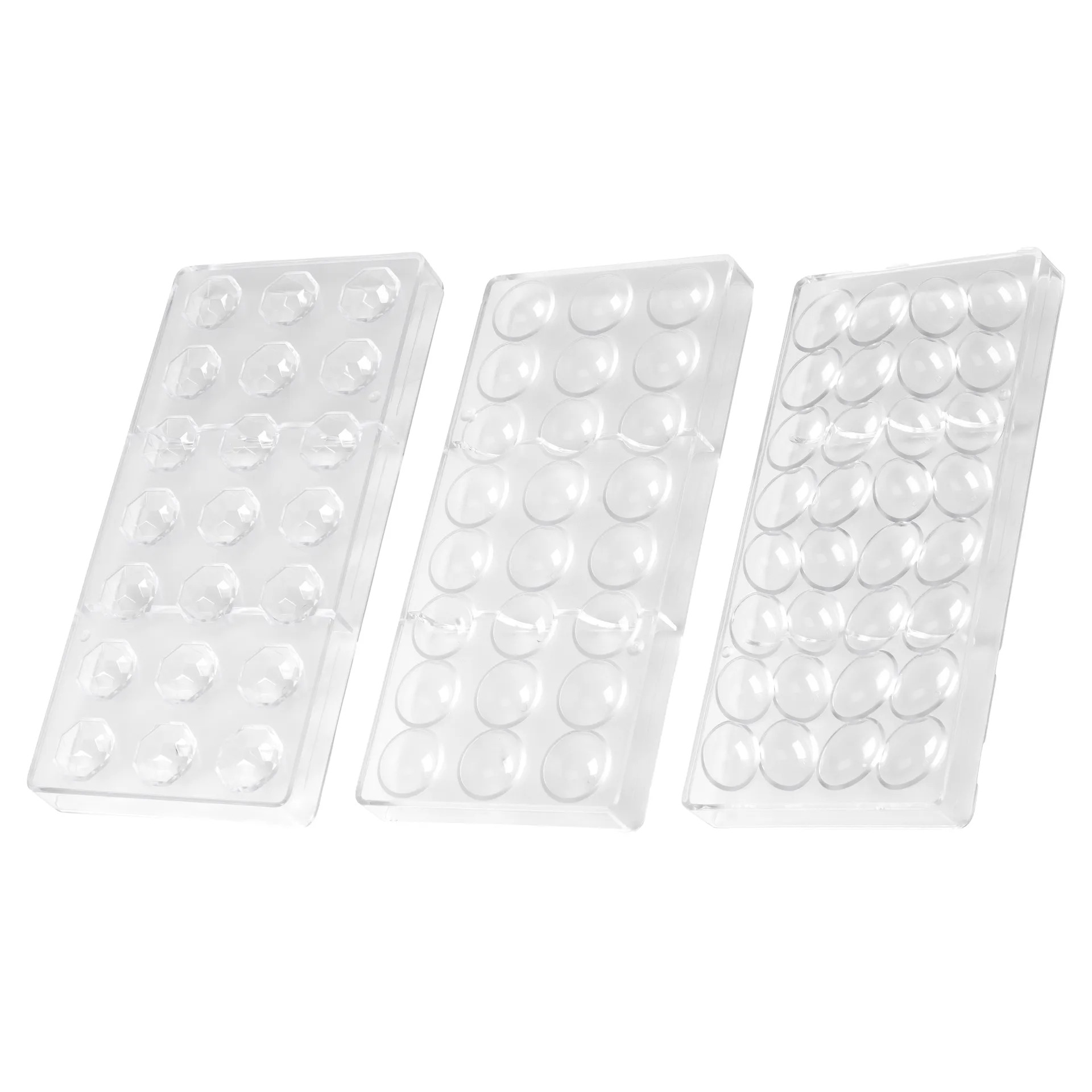 Chocolate mold set diamond/round/egg 3 pcs, Clear Patisse
