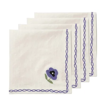 Madelen Möllard Pansy cotton napkin - Blue, 4-pack, 45x45 cm - Pick a Poppy