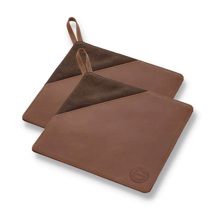 Pillivuyt Gourmet oven mitt 20.5x20.5 cm 2-pack - Brown leather - Pillivuyt